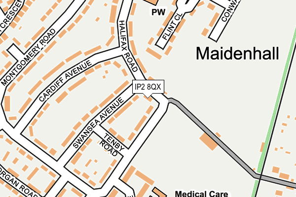 IP2 8QX map - OS OpenMap – Local (Ordnance Survey)