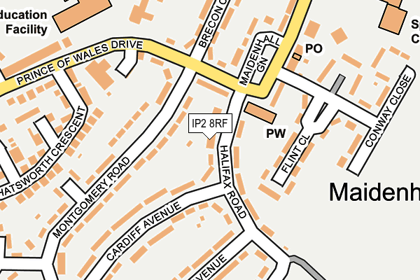 IP2 8RF map - OS OpenMap – Local (Ordnance Survey)