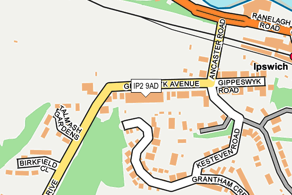 IP2 9AD map - OS OpenMap – Local (Ordnance Survey)