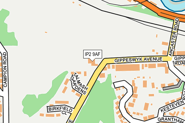 IP2 9AF map - OS OpenMap – Local (Ordnance Survey)