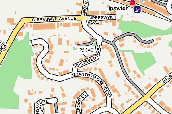 IP2 9AQ map - OS OpenMap – Local (Ordnance Survey)