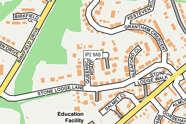 IP2 9AS map - OS OpenMap – Local (Ordnance Survey)