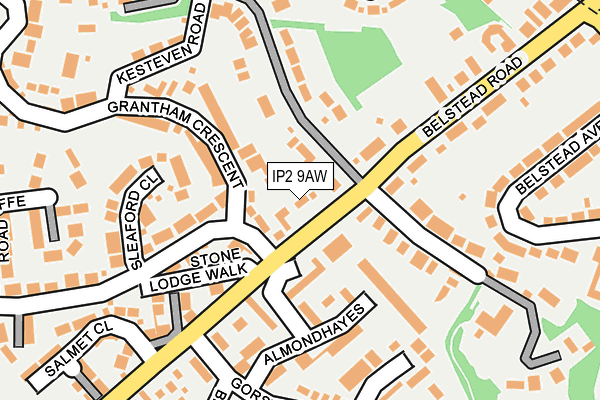 IP2 9AW map - OS OpenMap – Local (Ordnance Survey)