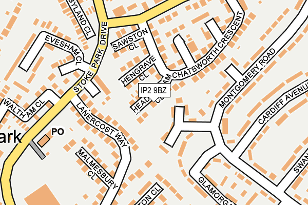 IP2 9BZ map - OS OpenMap – Local (Ordnance Survey)