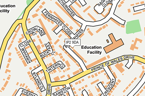 IP2 9DA map - OS OpenMap – Local (Ordnance Survey)