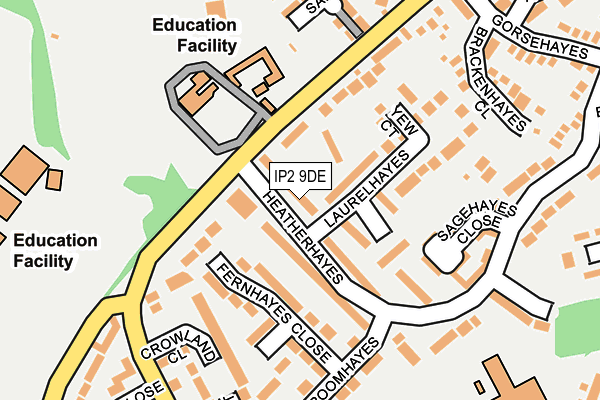 IP2 9DE map - OS OpenMap – Local (Ordnance Survey)