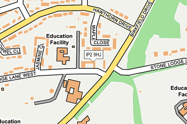 IP2 9HJ map - OS OpenMap – Local (Ordnance Survey)