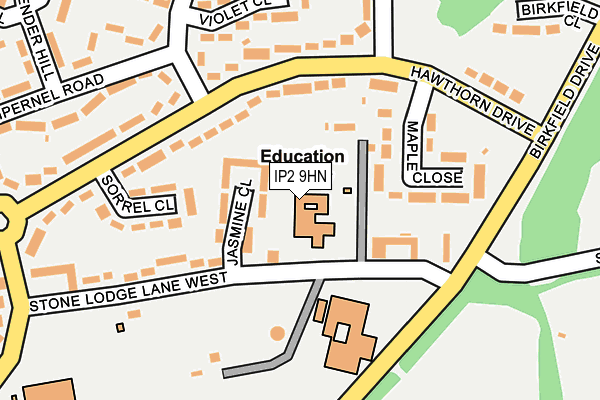 IP2 9HN map - OS OpenMap – Local (Ordnance Survey)