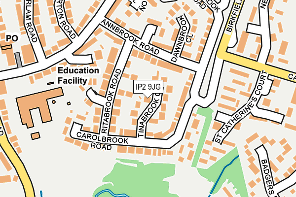 IP2 9JG map - OS OpenMap – Local (Ordnance Survey)