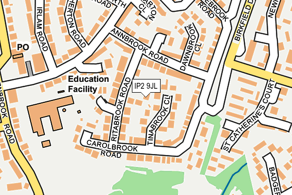 IP2 9JL map - OS OpenMap – Local (Ordnance Survey)