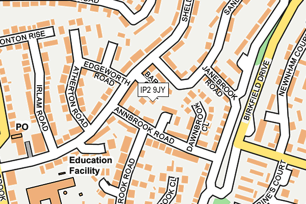 IP2 9JY map - OS OpenMap – Local (Ordnance Survey)