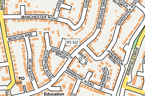IP2 9JZ map - OS OpenMap – Local (Ordnance Survey)