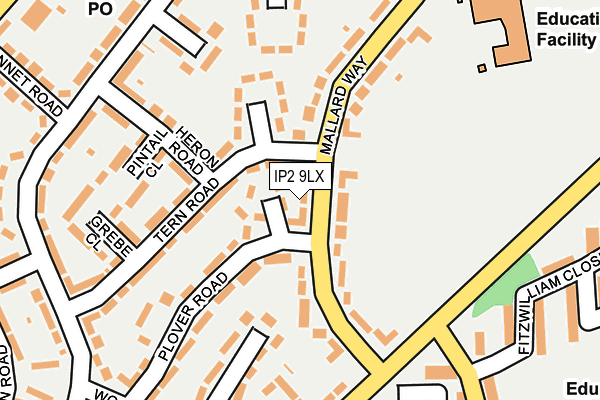 IP2 9LX map - OS OpenMap – Local (Ordnance Survey)