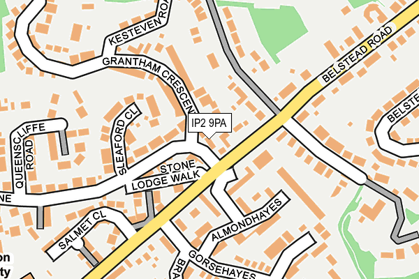 IP2 9PA map - OS OpenMap – Local (Ordnance Survey)