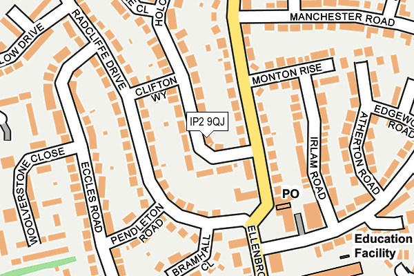 IP2 9QJ map - OS OpenMap – Local (Ordnance Survey)