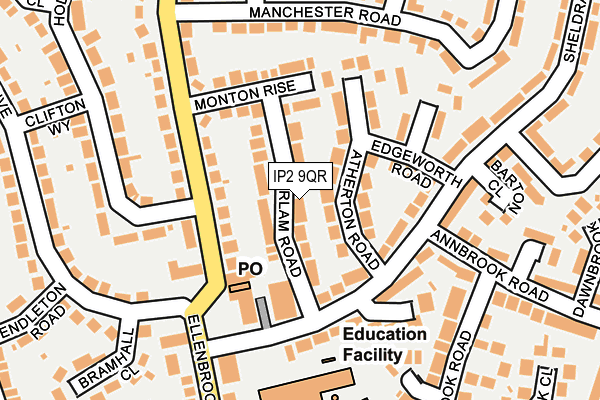 IP2 9QR map - OS OpenMap – Local (Ordnance Survey)