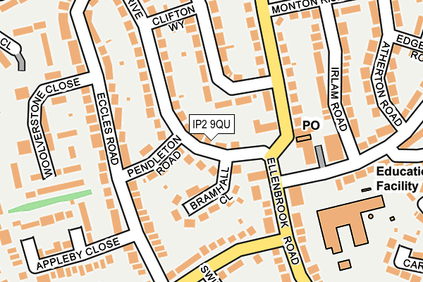 IP2 9QU map - OS OpenMap – Local (Ordnance Survey)