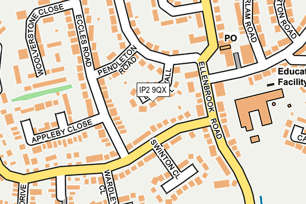 IP2 9QX map - OS OpenMap – Local (Ordnance Survey)