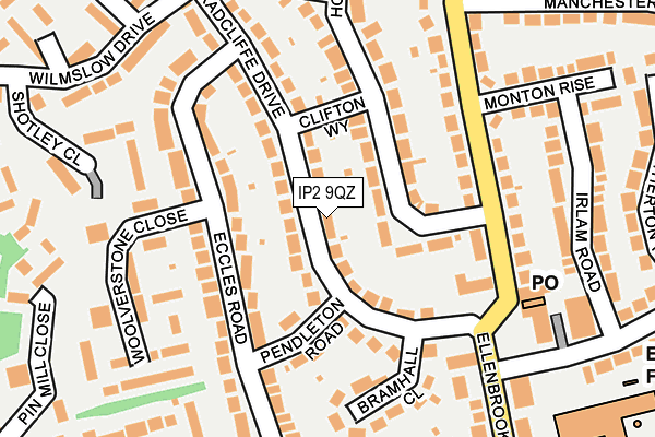 IP2 9QZ map - OS OpenMap – Local (Ordnance Survey)