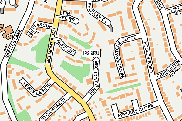 IP2 9RU map - OS OpenMap – Local (Ordnance Survey)
