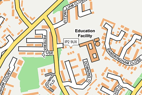 IP2 9UX map - OS OpenMap – Local (Ordnance Survey)