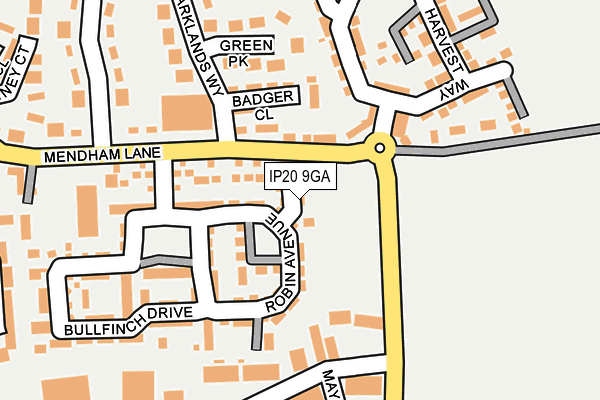 IP20 9GA map - OS OpenMap – Local (Ordnance Survey)