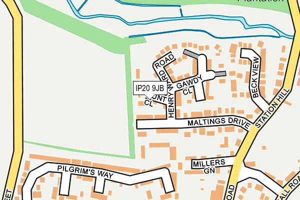 IP20 9JB map - OS OpenMap – Local (Ordnance Survey)