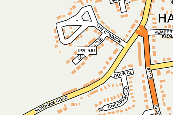 IP20 9JU map - OS OpenMap – Local (Ordnance Survey)