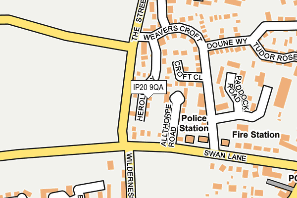 IP20 9QA map - OS OpenMap – Local (Ordnance Survey)