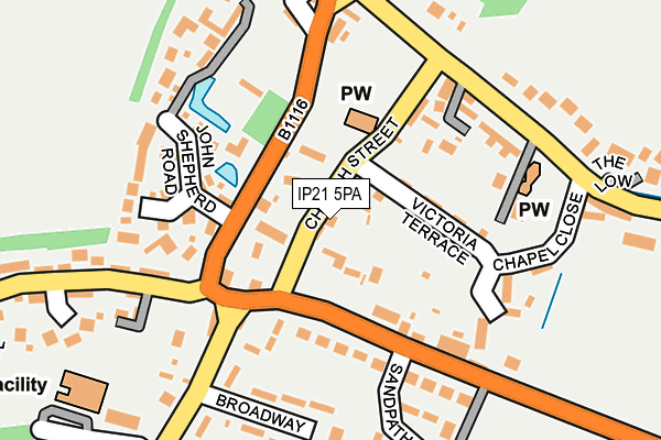 IP21 5PA map - OS OpenMap – Local (Ordnance Survey)