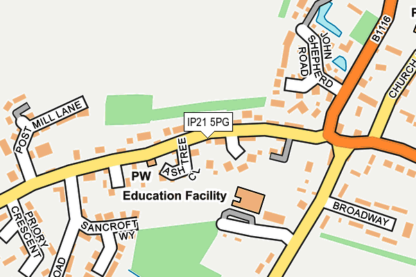 IP21 5PG map - OS OpenMap – Local (Ordnance Survey)