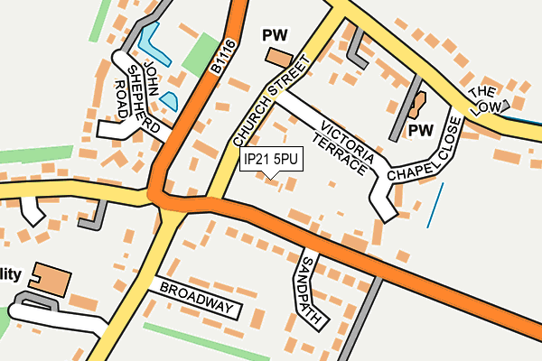 IP21 5PU map - OS OpenMap – Local (Ordnance Survey)