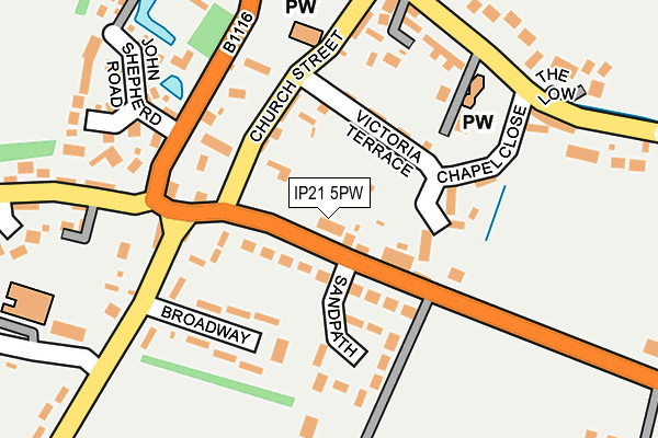 IP21 5PW map - OS OpenMap – Local (Ordnance Survey)