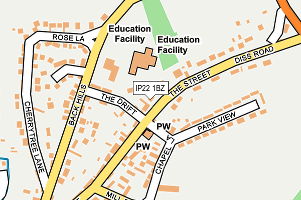 IP22 1BZ map - OS OpenMap – Local (Ordnance Survey)