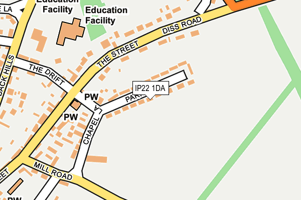 IP22 1DA map - OS OpenMap – Local (Ordnance Survey)