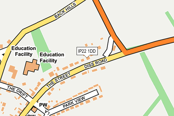IP22 1DD map - OS OpenMap – Local (Ordnance Survey)
