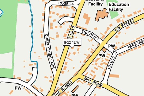 IP22 1DW map - OS OpenMap – Local (Ordnance Survey)