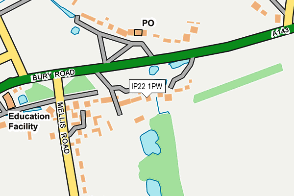 IP22 1PW map - OS OpenMap – Local (Ordnance Survey)