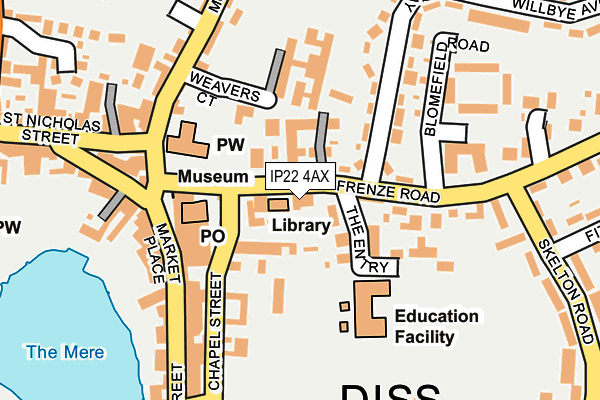 IP22 4AX map - OS OpenMap – Local (Ordnance Survey)