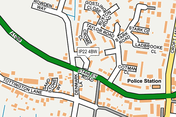 IP22 4BW map - OS OpenMap – Local (Ordnance Survey)