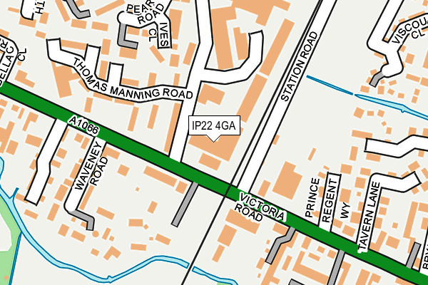 IP22 4GA map - OS OpenMap – Local (Ordnance Survey)