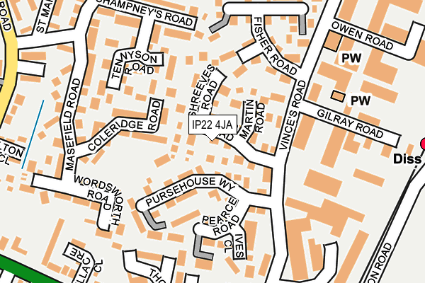 IP22 4JA map - OS OpenMap – Local (Ordnance Survey)