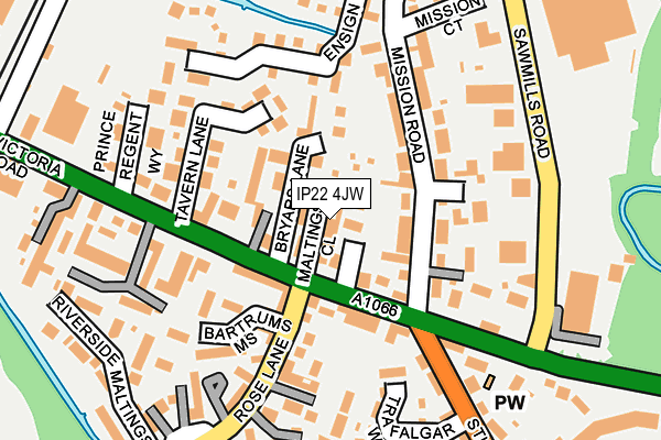 IP22 4JW map - OS OpenMap – Local (Ordnance Survey)