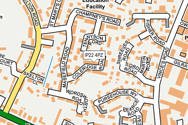 IP22 4PZ map - OS OpenMap – Local (Ordnance Survey)