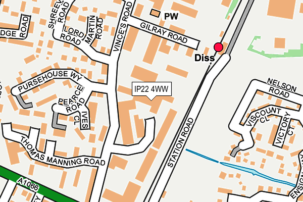 IP22 4WW map - OS OpenMap – Local (Ordnance Survey)