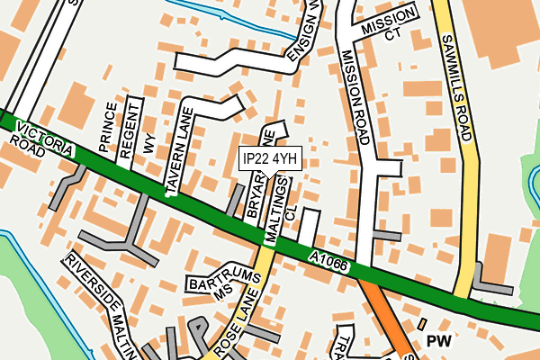 IP22 4YH map - OS OpenMap – Local (Ordnance Survey)