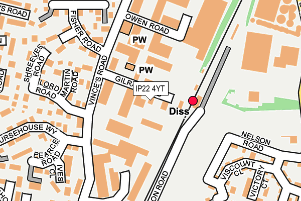 IP22 4YT map - OS OpenMap – Local (Ordnance Survey)
