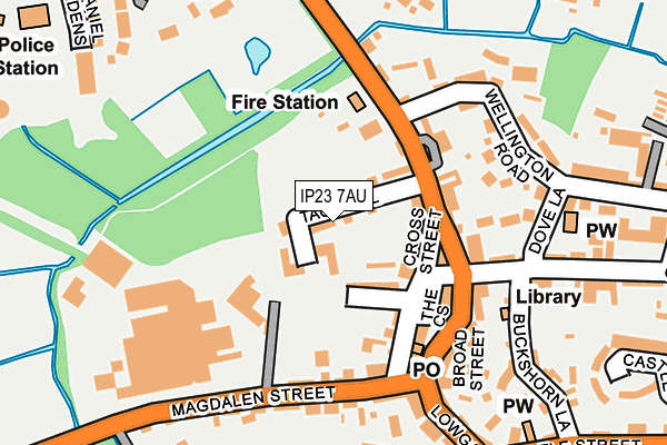 IP23 7AU map - OS OpenMap – Local (Ordnance Survey)