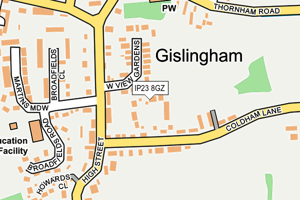 IP23 8GZ map - OS OpenMap – Local (Ordnance Survey)