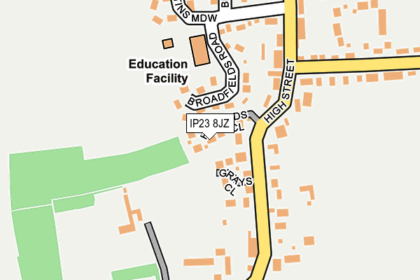 IP23 8JZ map - OS OpenMap – Local (Ordnance Survey)